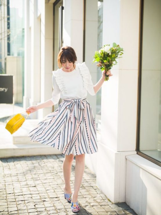 直條紋裙子 　裙子穿搭